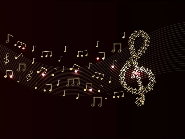 Абстрактные Музыкальные Ноты Коричневом Золотом Цвете — стоковый вектор