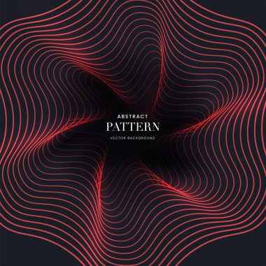 Kırmızı ve Siyah Renkli Özmerkezli Dalga Arkaplanı.