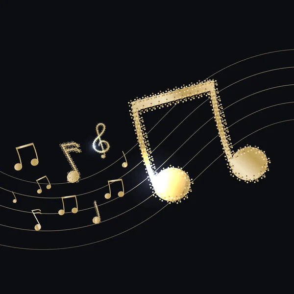 Resumo Notas Musicais Fundo Cor Preta Dourada — Vetor de Stock