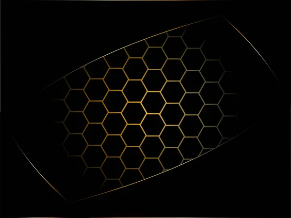 Abstract Hexagon Pattern Background Black Golden Color — Stock Vector
