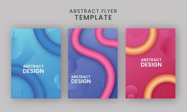 Abstrakter Flyer Template Design Mit Flüssigkeit Oder Blend Wave Drei — Stockvektor