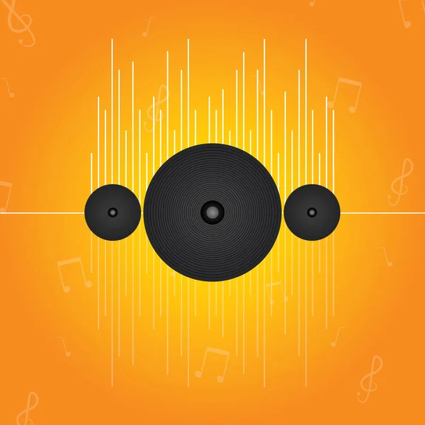 带Woofers例证的音乐橙色背景 — 图库矢量图片