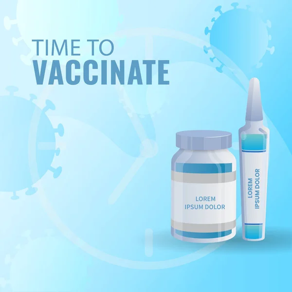 用疫苗瓶给概念接种疫苗的时间到了 蓝冠病毒效应背景下的哭泣 — 图库矢量图片