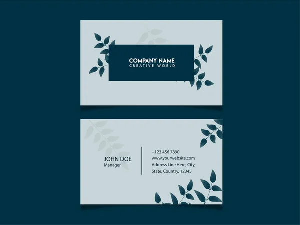 Business Card Template Layout Double Sides Teal Background — Stock Vector