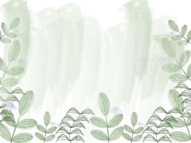 Yeşil Suluboya Fırça Yaprakları Arkaplanı.