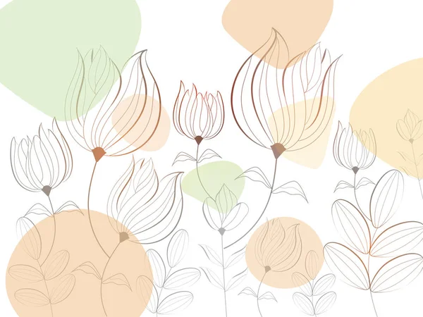 Línea Arte Floral Decorado Fondo — Vector de stock