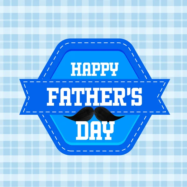 Happy Father Day Text Black Mustache Blue Background — Stock Vector