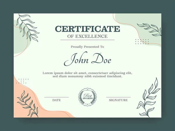 Editable Certificate Excellence Template Design —  Vetores de Stock