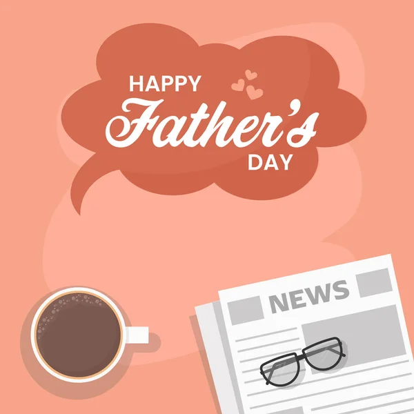 Happy Father Day Font Top View Tea Cup Eyeglasses Newspaper — Stockový vektor