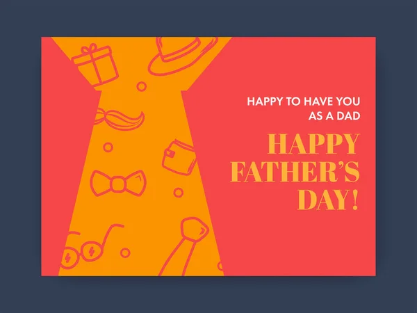 Happy Father Day Greeting Card Poster Design Red Orange Color — 스톡 벡터