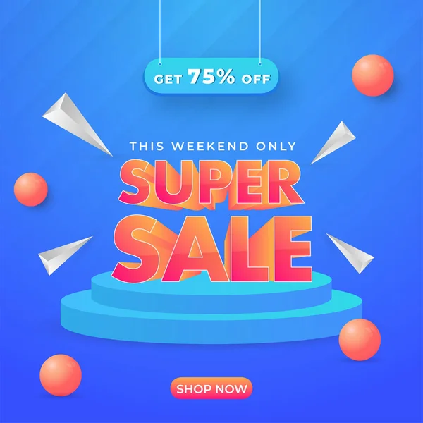 Super Sale Poster Design Discount Offer Podium Stage Triangle Elements — Image vectorielle