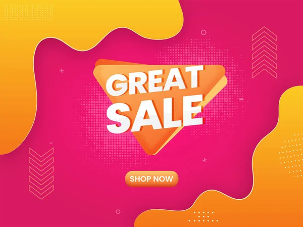 Great Sale Poster Banner Design Yellow Pink Color — Vetor de Stock