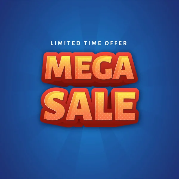 Sticker Style Mega Sale Font Blue Background Can Used Poster — 스톡 벡터