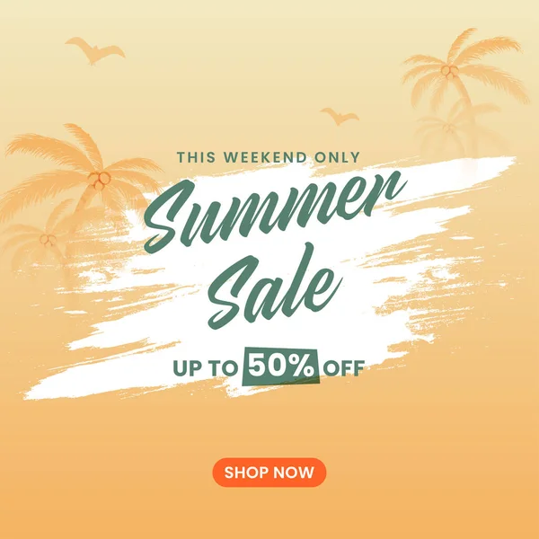 Summer Sale Poster Design Brush Stroke Effect — Stock Vector