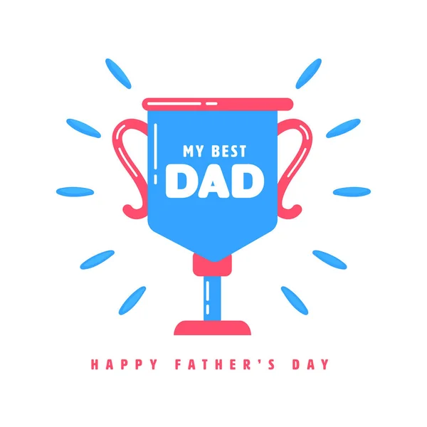Best Dad Trophy Cup Blue Background Happy Father Day Concept —  Vetores de Stock