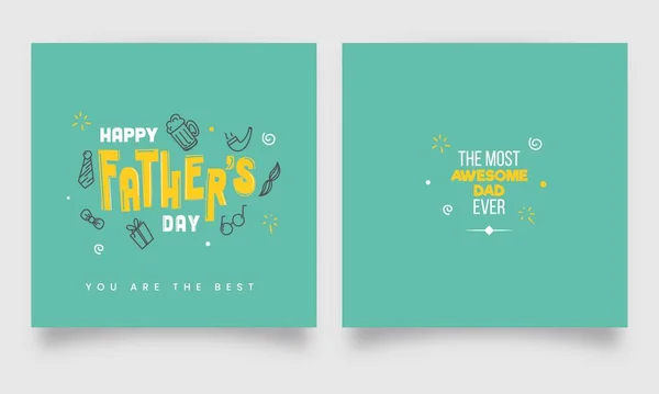 Happy Father Day Greeting Card Posts Double Sides — Stock Vector