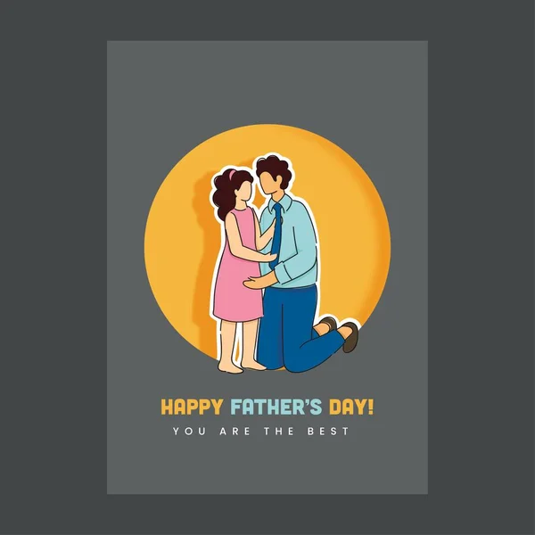 Happy Father Day Greeting Card Paper Cut Man Hugging Her —  Vetores de Stock