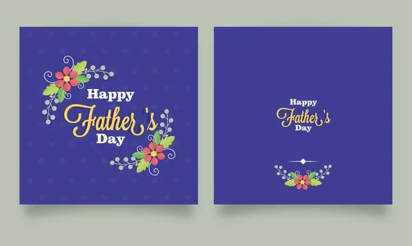 Happy Father Day Greeting Card Posts Decorated Floral Copy Space — 图库矢量图片