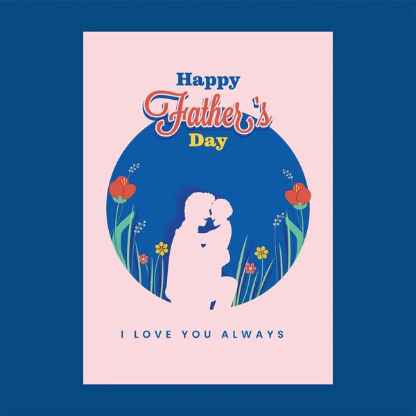 Happy Father Day Template Design Paper Cut Man Hugging His — Stockový vektor