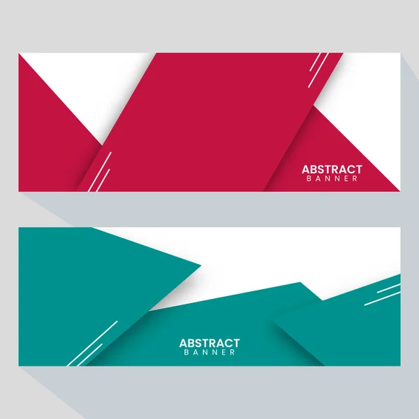 Rood Turquoise Overlapt Papier Banner Header Ontwerp Twee Opties — Stockvector