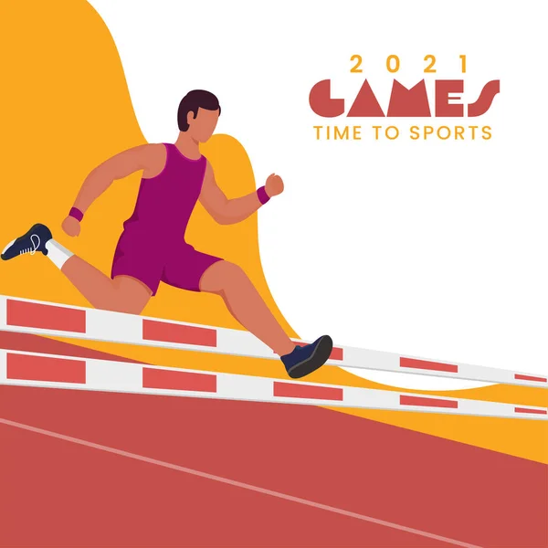 2021 Games Time Sports Concept Faceless Runner Man Torze — Wektor stockowy