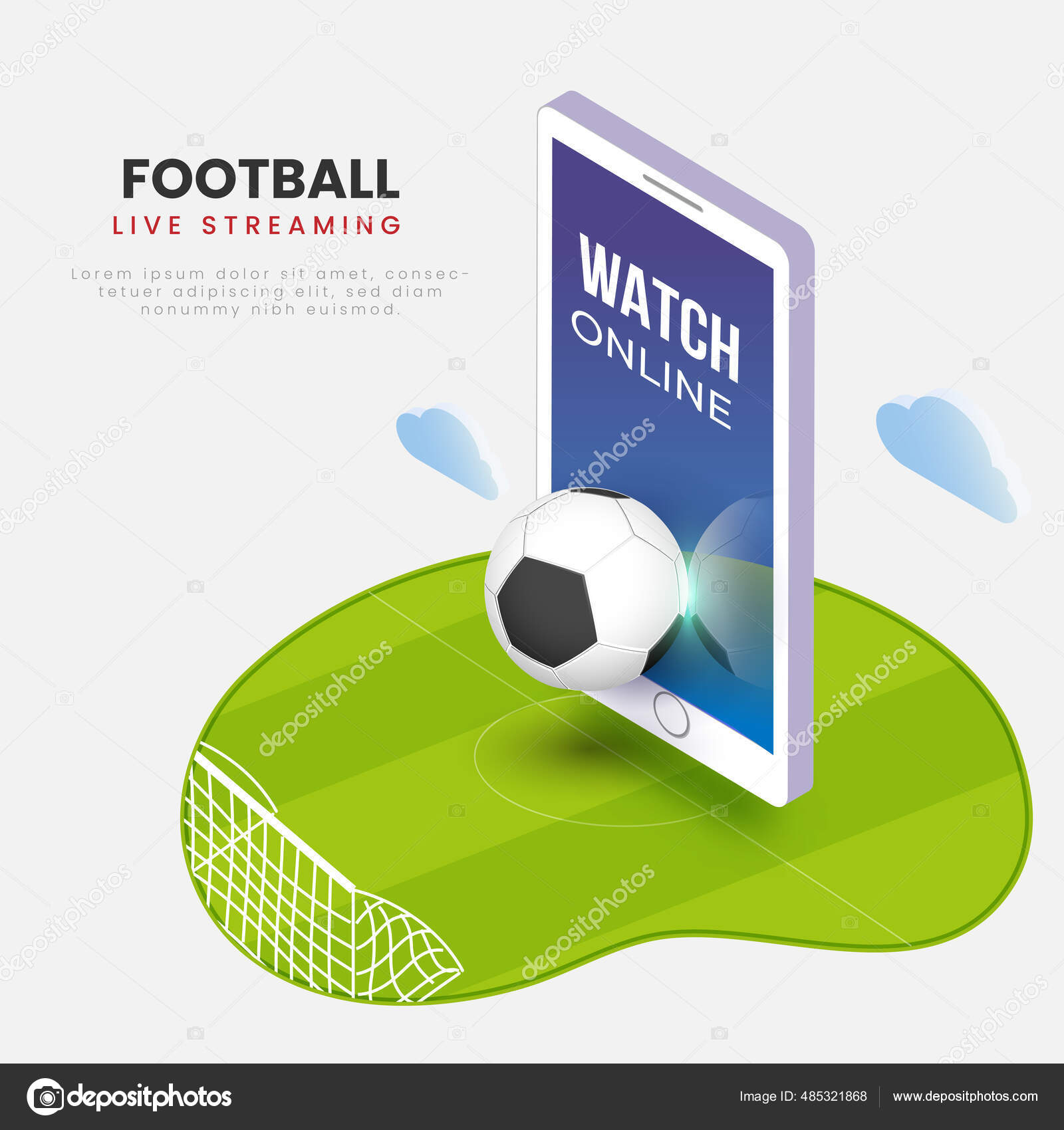 Live Streaming Football Video Play Screen Smartphone Stock Vector by ©alliesinteract 485321868