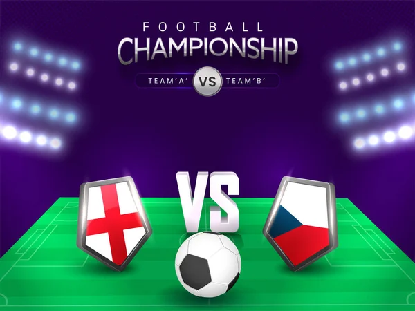 Concepto Campeonato Fútbol Con Equipos Participantes Escudo Bandera Inglaterra Checa — Vector de stock