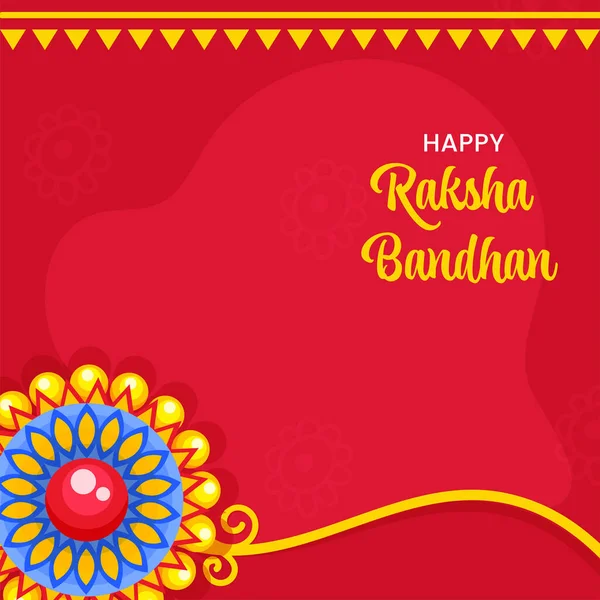 Happy Raksha Bandhan Concept Floral Rakhi Wristband Red Background — Διανυσματικό Αρχείο