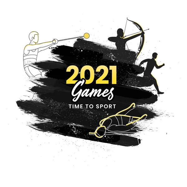 Jeux 2021 Temps Sport Concept Avec Divers Athlétisme Action Pose — Image vectorielle