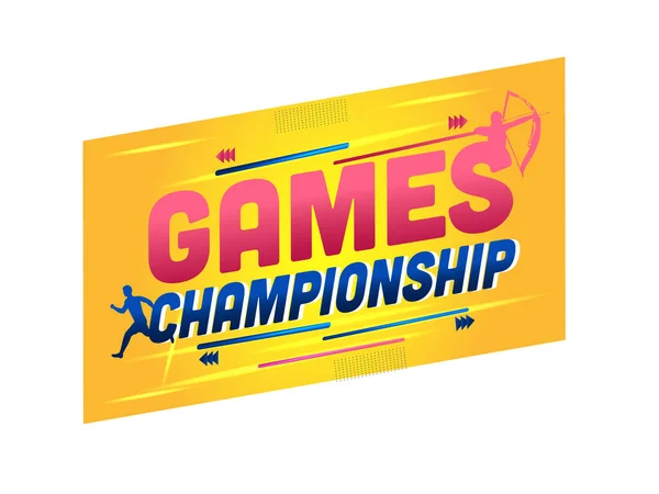 Concept Championnat Jeux Avec Athlétisme Silhouette Sur Fond Jaune Blanc — Image vectorielle