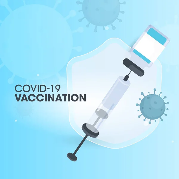 Progettazione Basata Sul Concetto Vaccinazione Covid Poster Con Attacco Siringhe — Vettoriale Stock