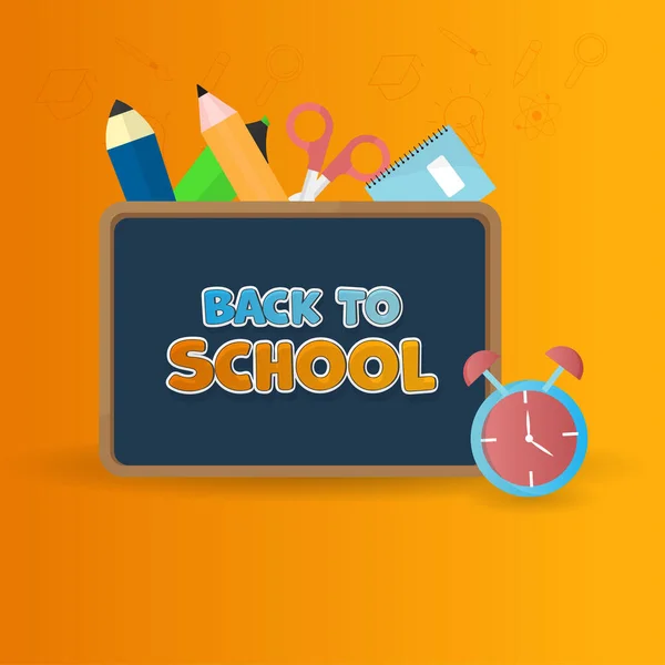 Back School Text Chalkboard Education Elements Orangeの背景 — ストックベクタ