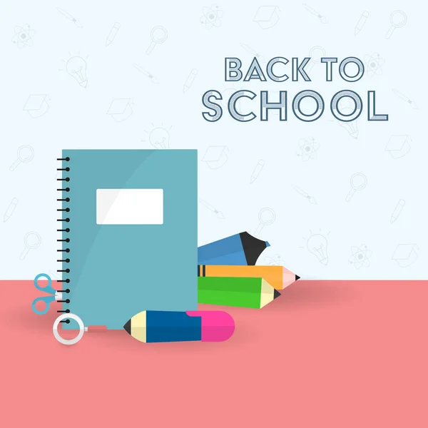 Back School Concept Education Supplies Elements Red Blue Background — 图库矢量图片