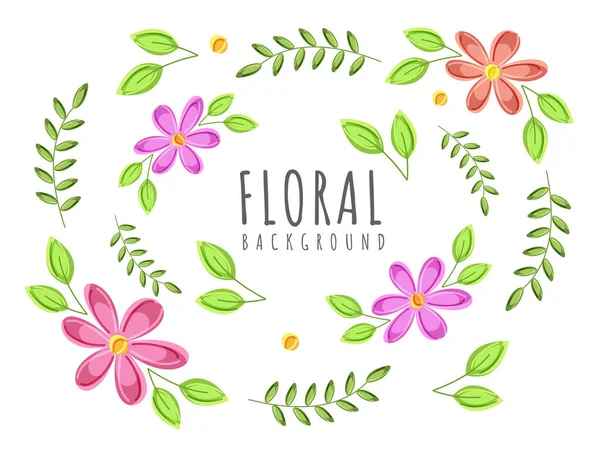 Fundo Floral Decorado Com Flores Folhas Verdes — Vetor de Stock