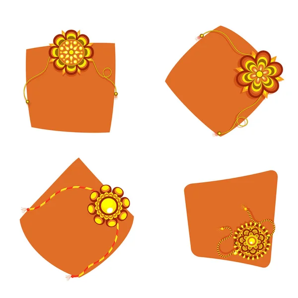 Beautiful Floral Rakhis Given Space Text Four Steps — 图库矢量图片