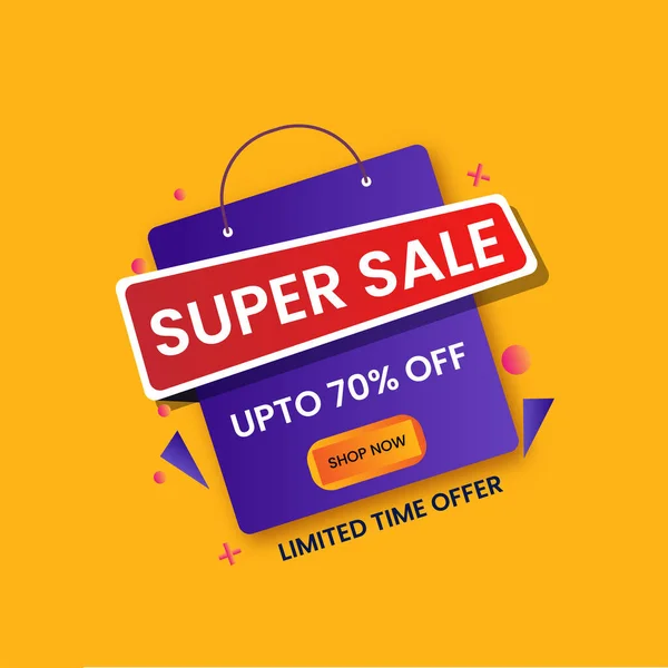 Tot Korting Voor Super Sale Affiche Design Met Purple Shopping — Stockvector