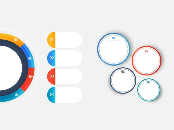 Πρότυπο Business Infographics Τέσσερις Επιλογές Και Άδειους Κύκλους Γκρι Φόντο — Διανυσματικό Αρχείο