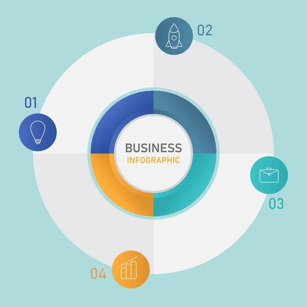 Conceito Infográfico Negócios Com Gráfico Torta Quatro Opções — Vetor de Stock