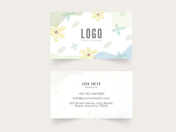 Creative Floral Business Card Template Front Back Side — ストックベクタ