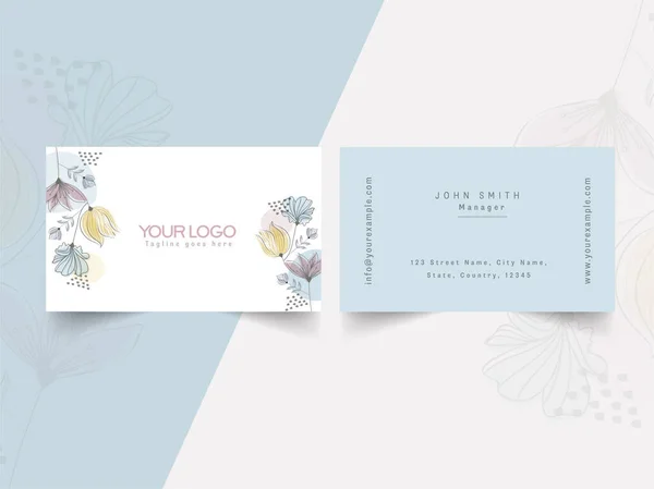 Floral Business Card Template Front Back Side — ストックベクタ