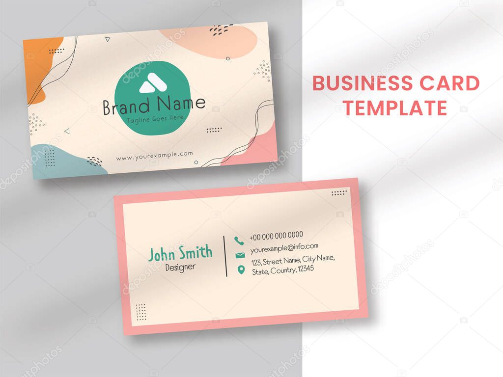 Abstract Business Card Template Layout In Front And Back View.
