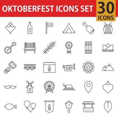 Oktoberfest Simgesi Siyah Çizgi Sanatında Ayarlandı.