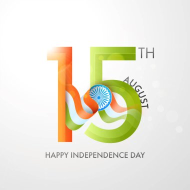 Bağımsızlık Günü Konsepti İçin Beyaz Arkaplanda Kızılderili Bayrak Kurdelesi Yazılı 15 Ağustos.