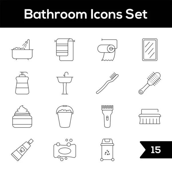 Esquema Negro Iconos Baño Sobre Fondo Blanco — Vector de stock