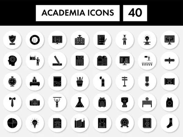 Set Van Academische Academische Icoon Glyph Stijl — Stockvector