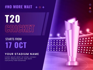 T20 Kriket Turnuvası Poster Tasarımı Stadyum Arkaplanı ve Salon Detayları dalında 3 Boyutlu Parlak Kupa Ödülü.