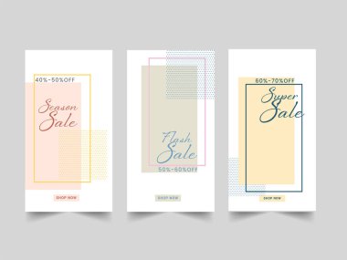 Reklam için en iyi indirimi sunan üç çeşit satış şablonu ya da posta tasarımı..