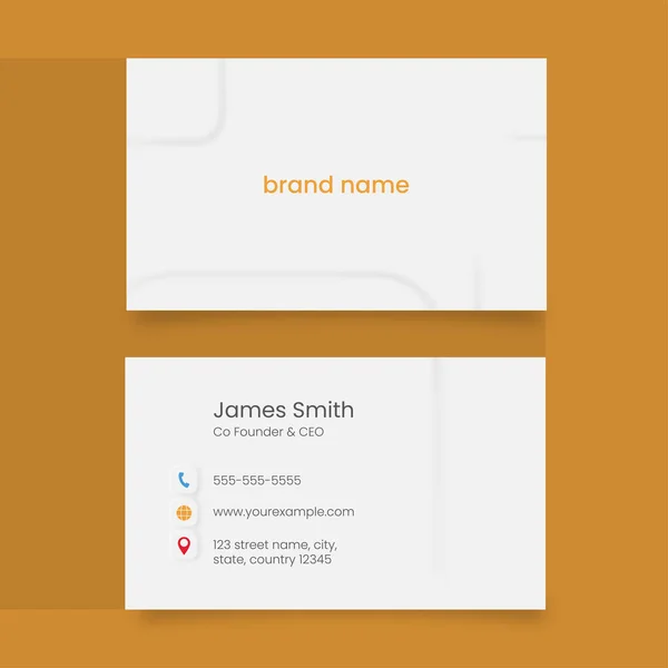 Макет Шаблона Визитной Карточки Спереди Сзади Желтом Фоне — стоковый вектор