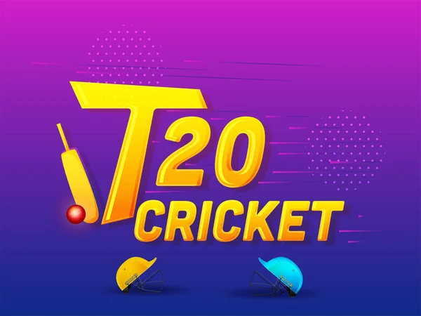 T20 Krikett Koncepció Két Színű Sisak Denevér Piros Labda Rózsaszín — Stock Vector