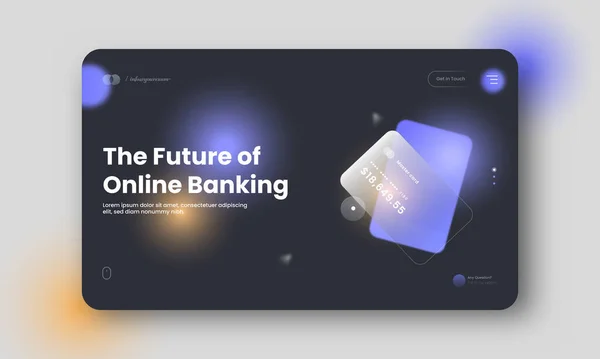 Online Bankowość Przyszłość Hero Banner Design Karty Płatniczej Ilustracja — Wektor stockowy